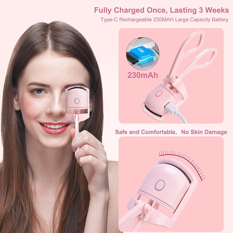 Rechargeable Heated Eyelash Curler – Long-Lasting Lift, Portable & Safe Electric Lash Comb