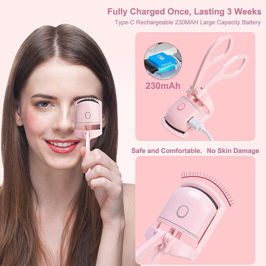 Rechargeable Heated Eyelash Curler – Long-Lasting Lift, Portable & Safe Electric Lash Comb